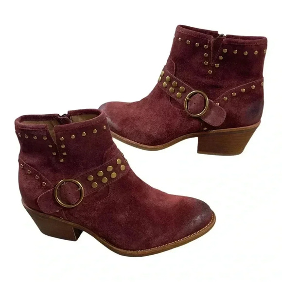 Sofft Allene Suede Ankle Bootie Rustic Red Western Chic Antique Stud Size 9 - Picture 1 of 16